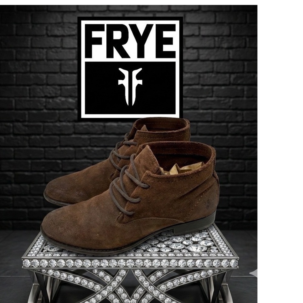 🔥Frye🤎🚨🤎 Brown Suede Chukka western boho Ankle Boots 6 B Lace Up Round Toe